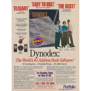 Portfolio Dynodex Address Book Software Vintage Print Ad 1993 u Original